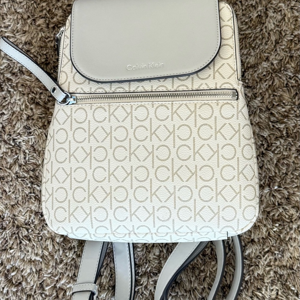 Calvin Klein Monogram Cream Backpack